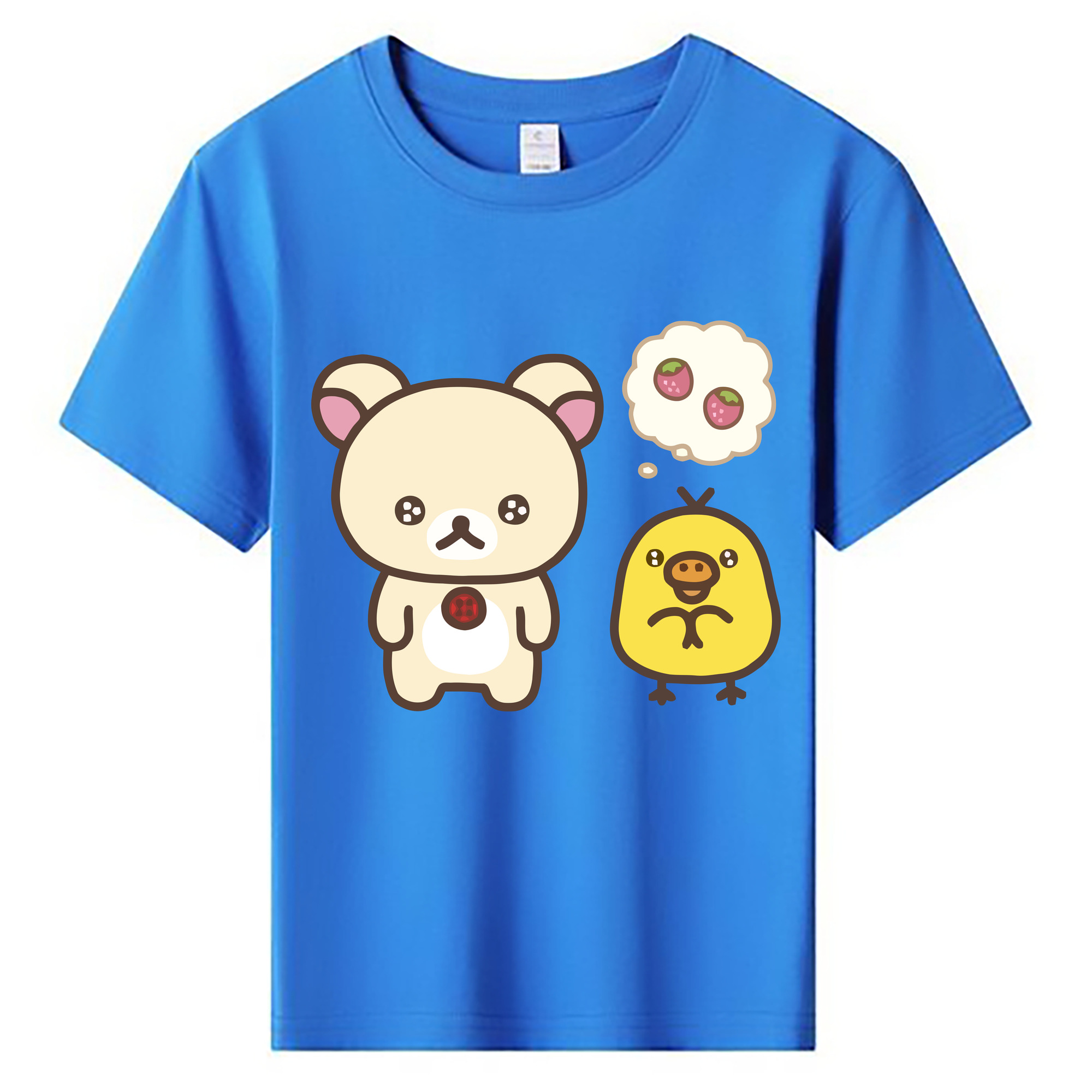 （画像用） リラックマ リラックマ キイロイトリ Rilakkuma Korilakkuma Kiiroitori 綿100％キッズTシャツ（フロントプリント）